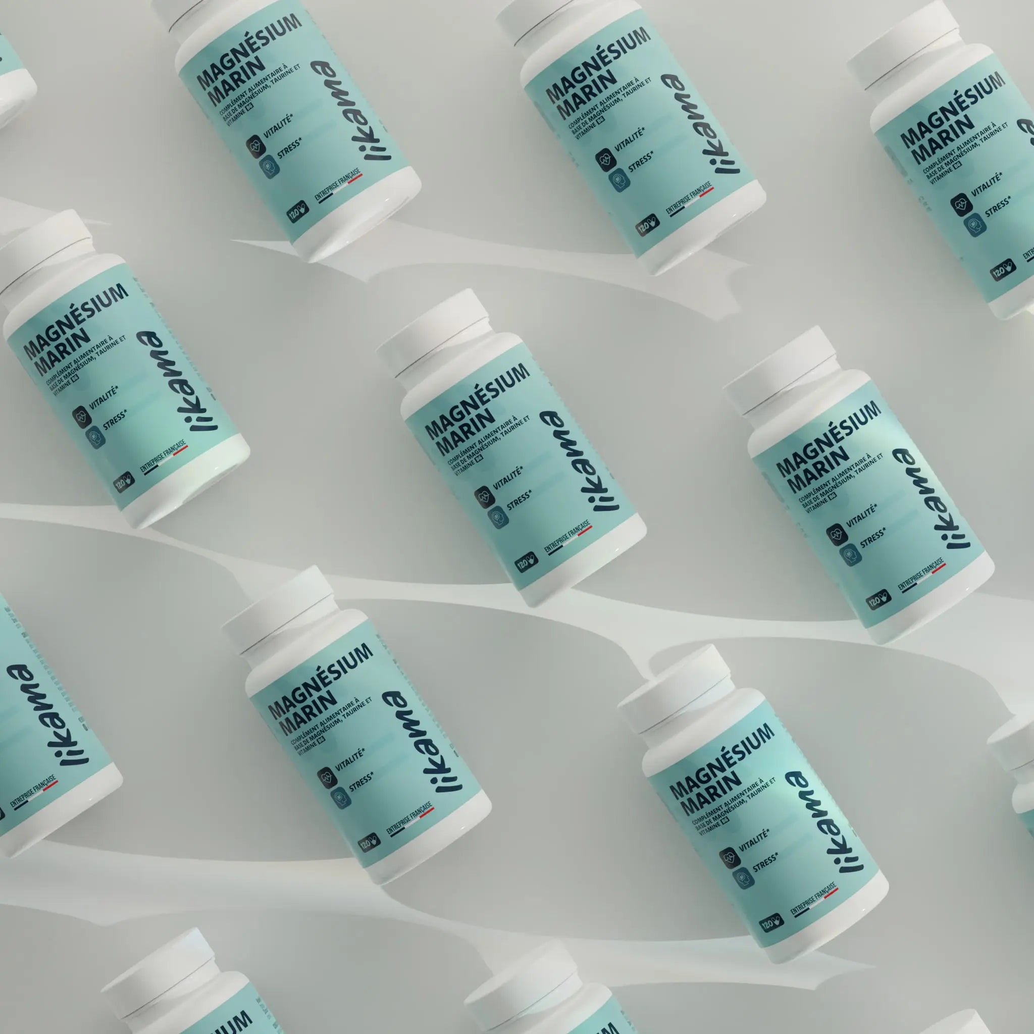 Flacons de Magnésium Marin Likama pour réduire le stress et soutenir la vitalité naturellement