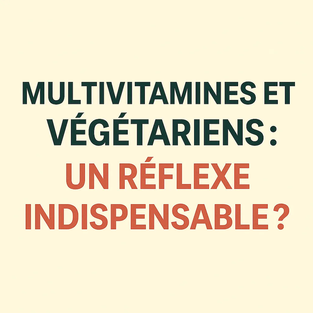 Visuel éducatif sur l'importance des multivitamines chez les végétariens avec une mise en page claire et naturelle