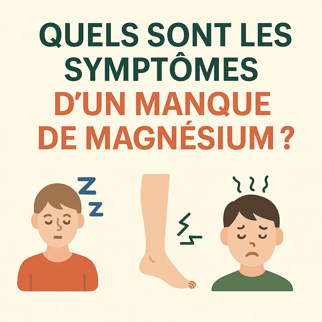 Illustration des signes de carence en magnésium comme fatigue et crampes