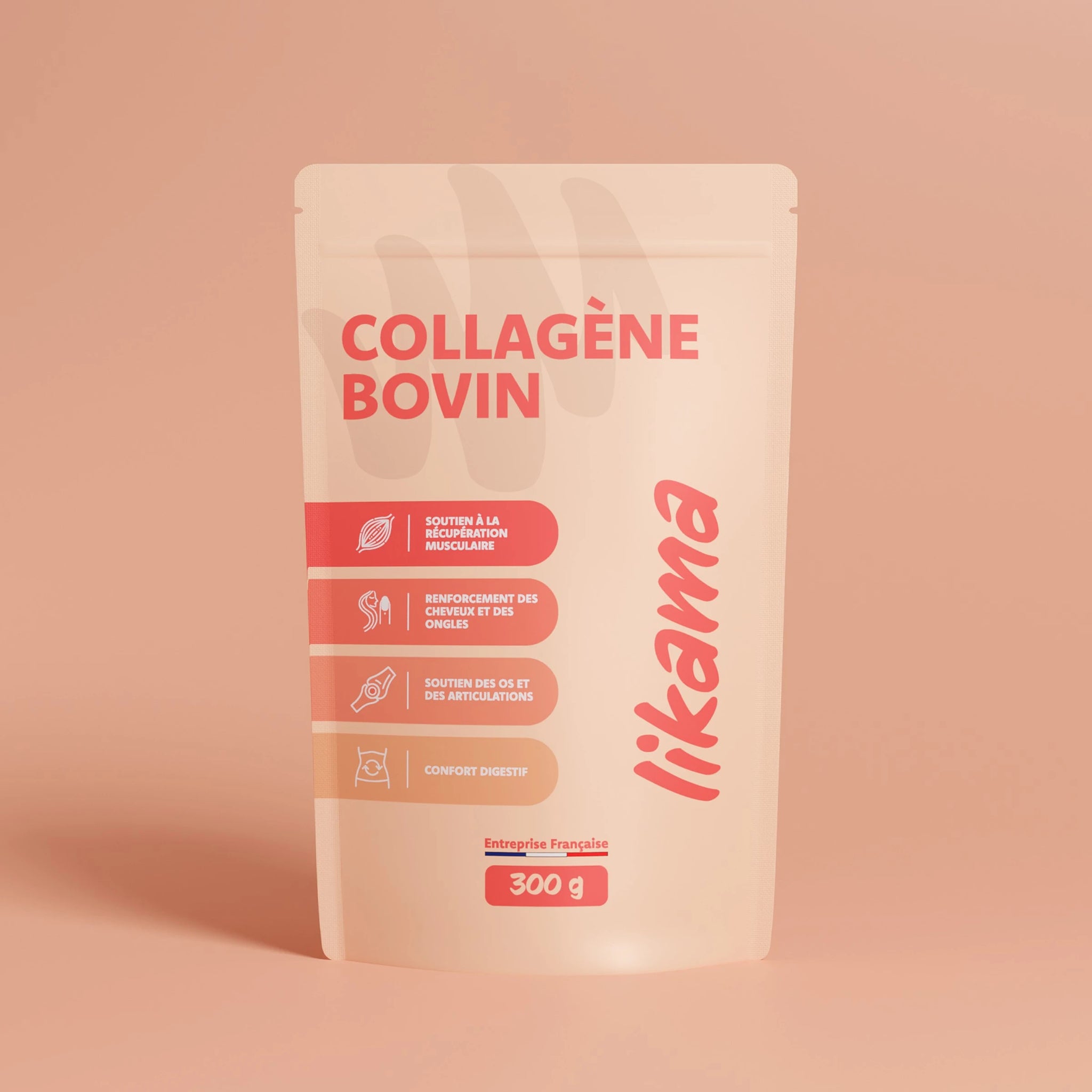 doypack de collagène bovin Likama pour la récupération musculaire et la santé articulaire