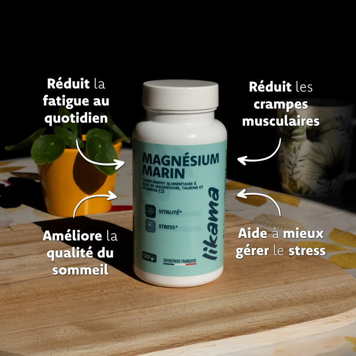 Magnesium marin Likama contre les crampes musculaires la fatigue le stress et pour un bon sommeil